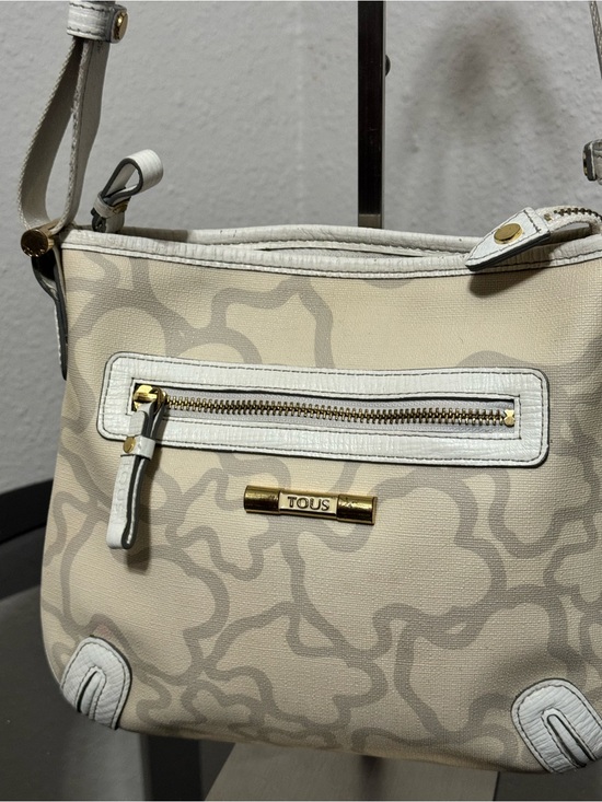 Tous Handbags - TOUS Cream and Taupe Pattern Shoulder Bag